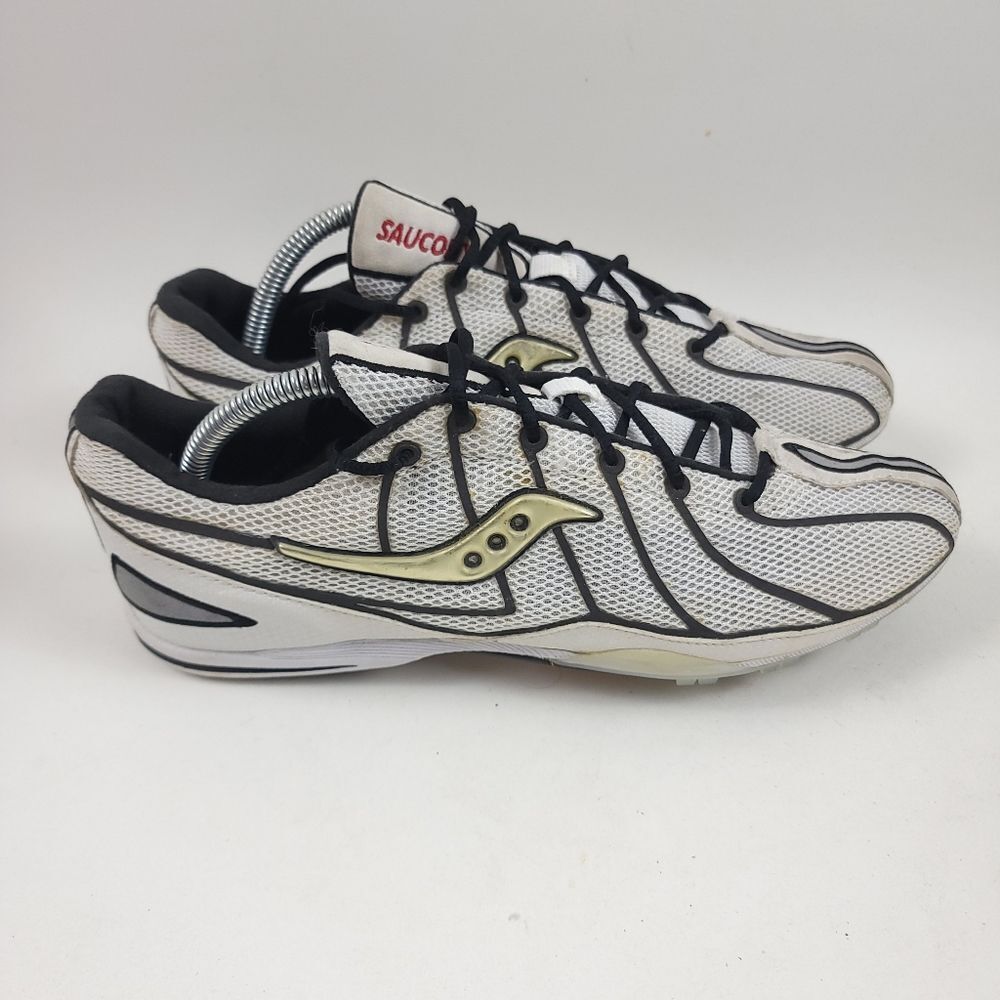 Saucony Endorphin LD 2 Men’s White Black Gold Track Spikes Size 10 (2692-1)